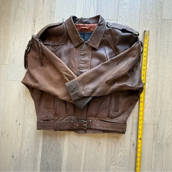 Vintage Brown Leather Fringe Jacket Size Medium - Picture 3 of 10